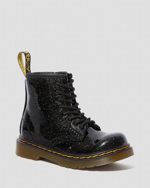 Dr Martens Dětské Kotníkové Boty Toddler 1460 Glitter Černé, CZ-751293